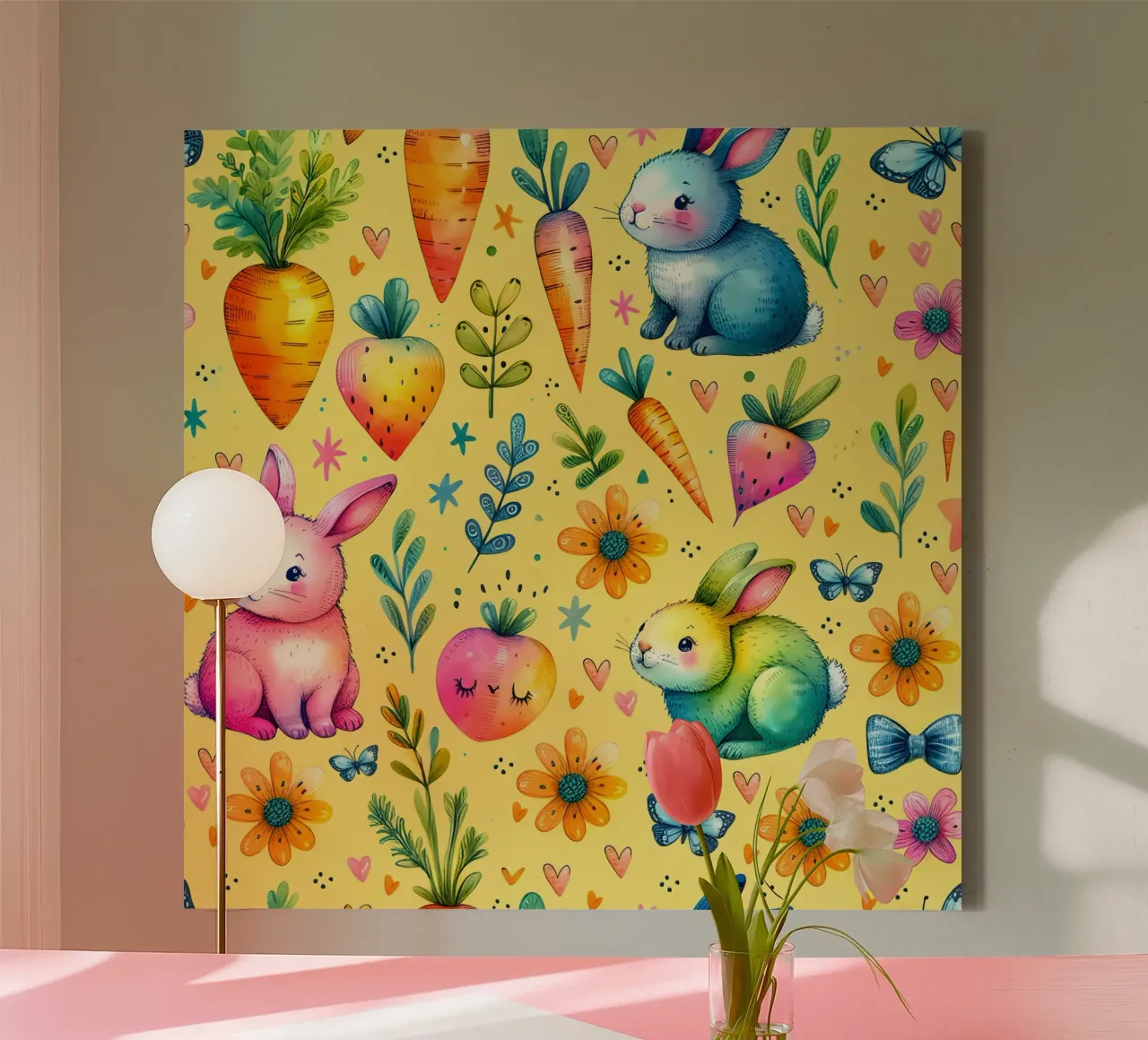 Paashaas krabbels canvas met Baklijst van Happy Littles