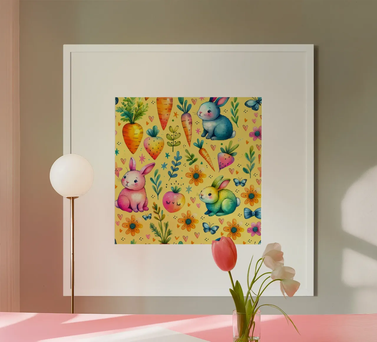Scarabocchi del coniglietto di Pasqua poster da Happy Littles