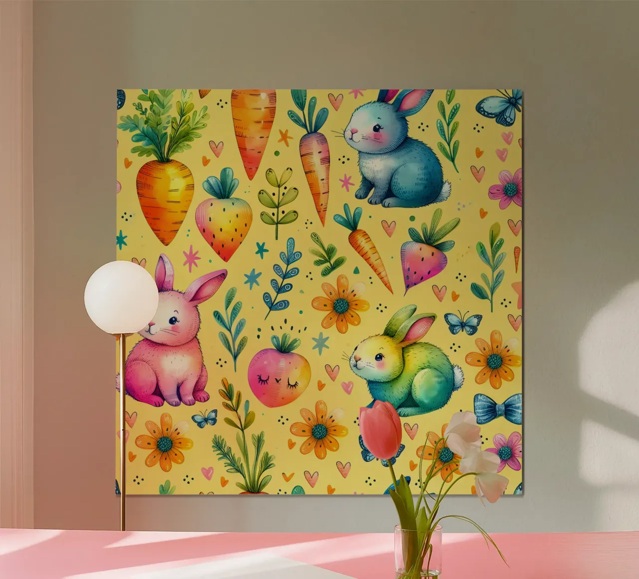 Scarabocchi del coniglietto di Pasqua poster da Happy Littles