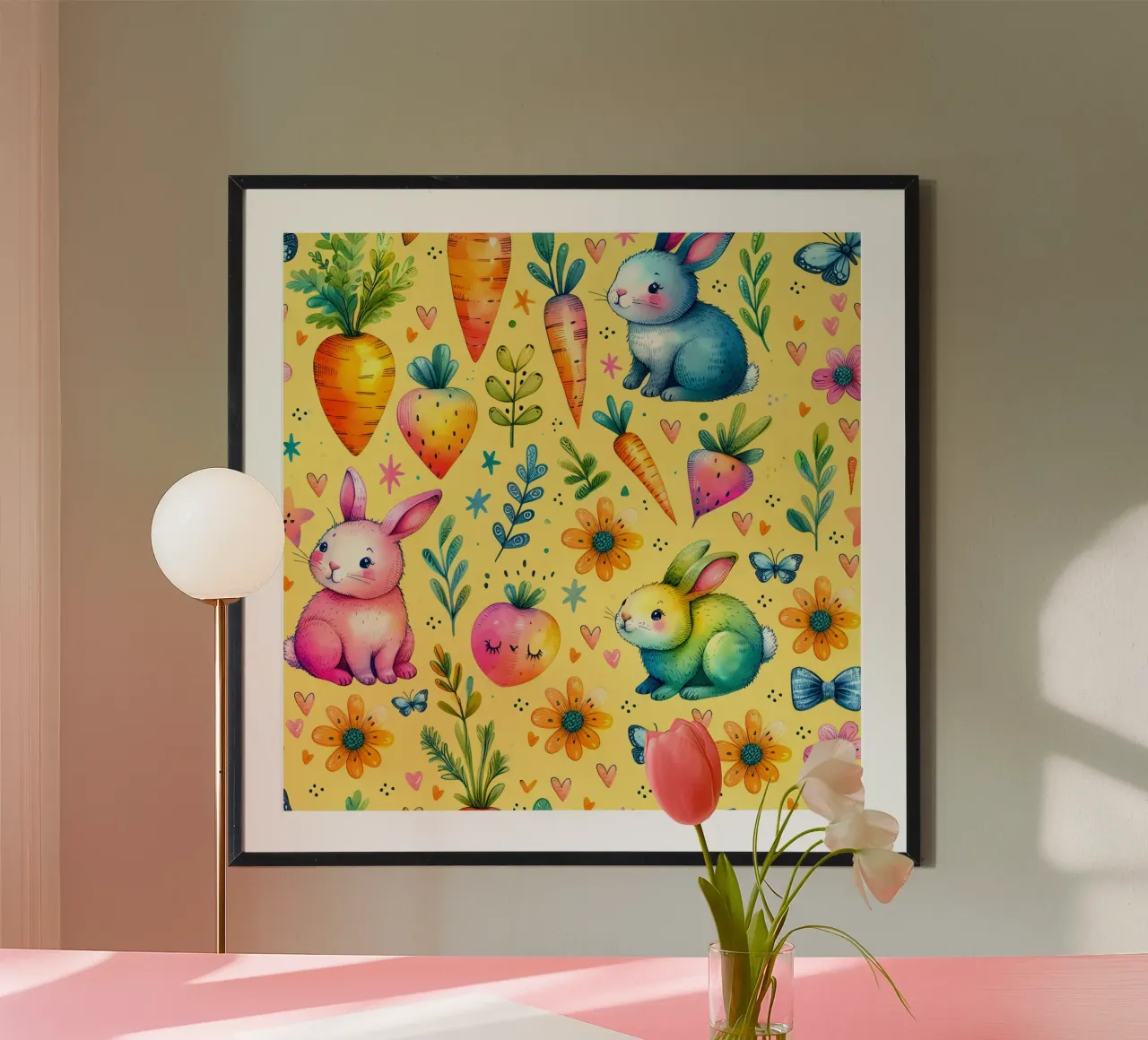 Scarabocchi del coniglietto di Pasqua poster da Happy Littles
