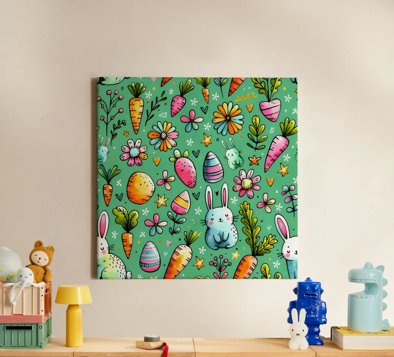 Paashaas krabbels canvas met Baklijst van Happy Littles