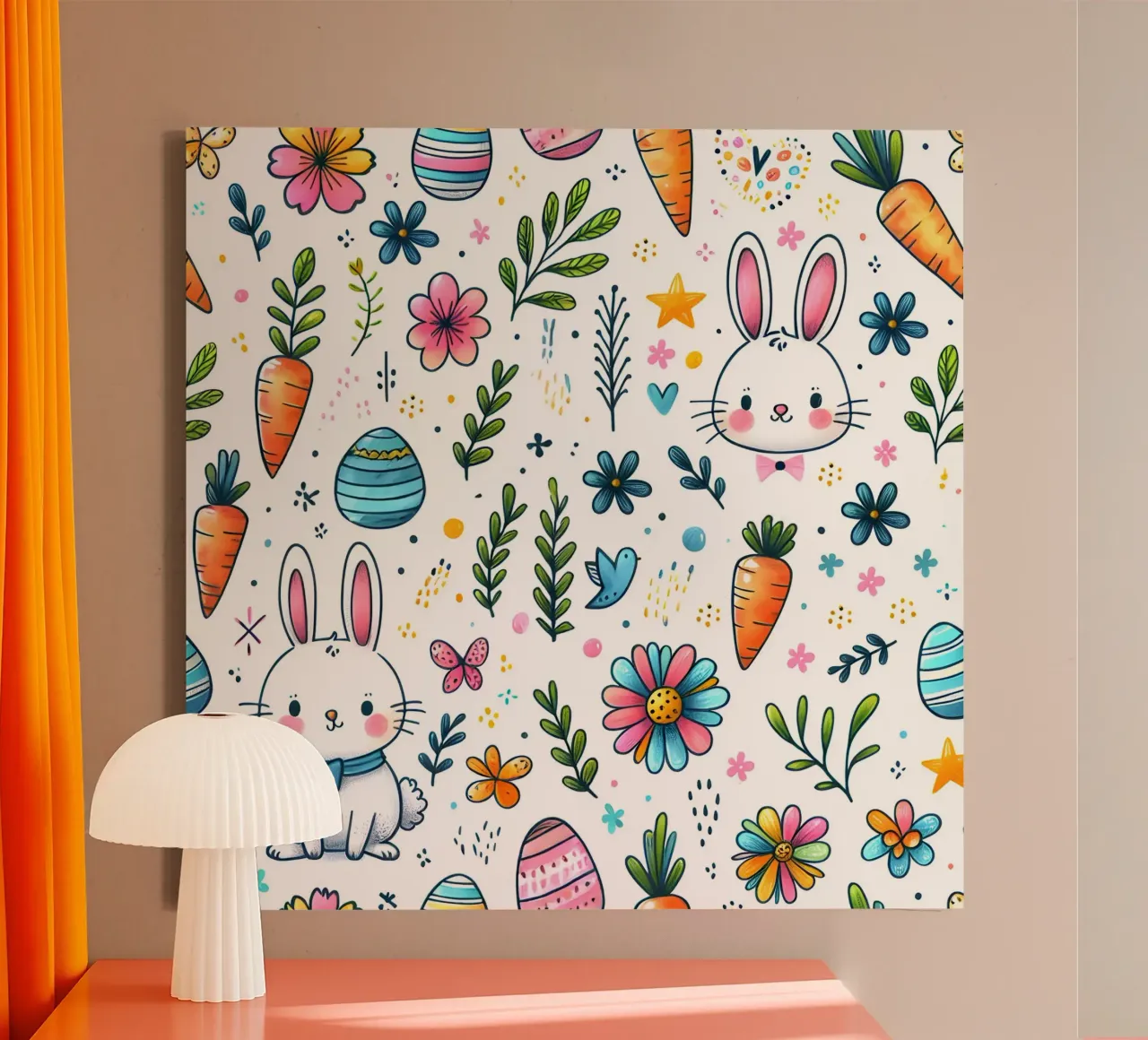 Paashaas krabbels canvas met Baklijst van Happy Littles