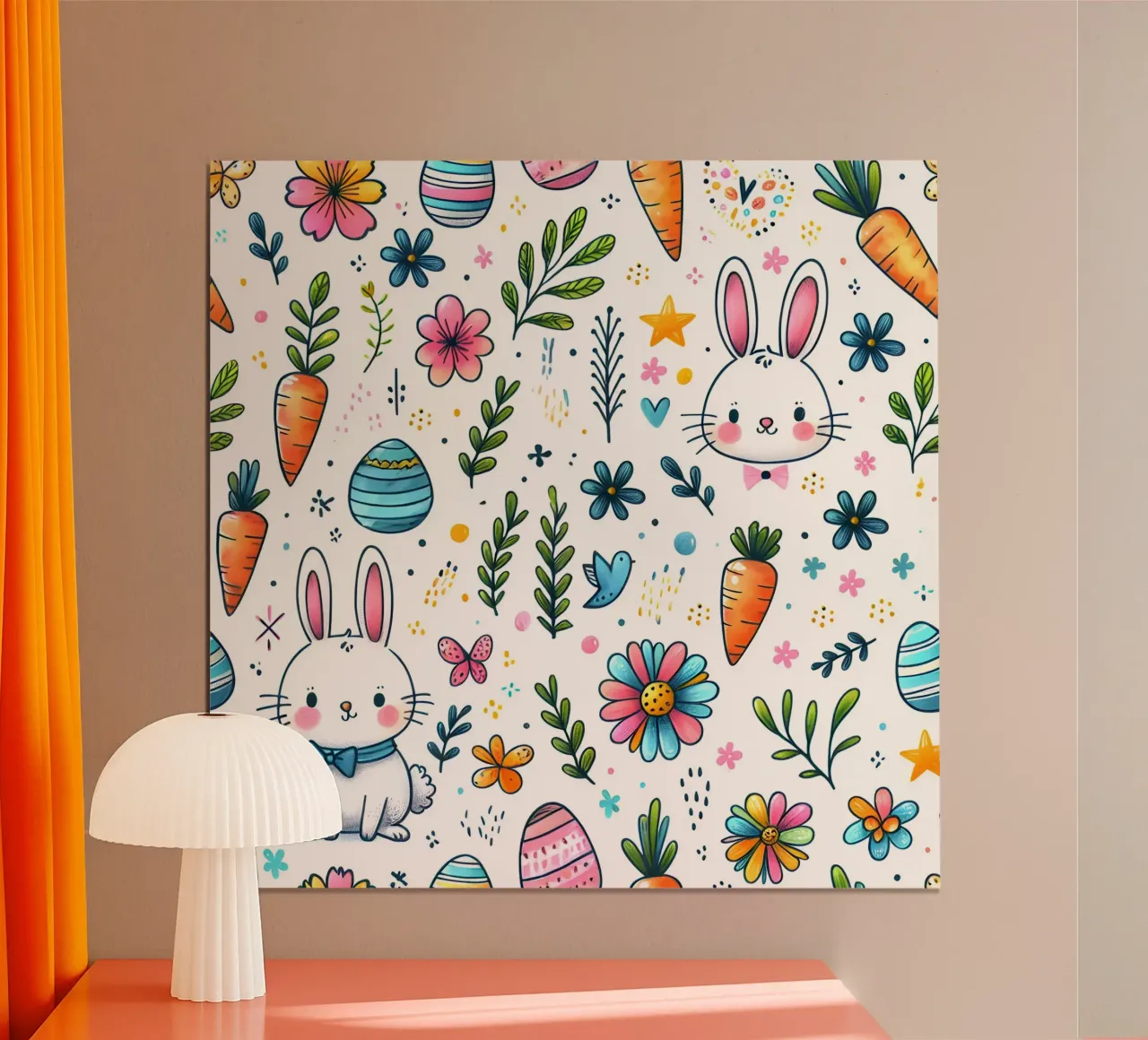 Scarabocchi del coniglietto di Pasqua poster da Happy Littles