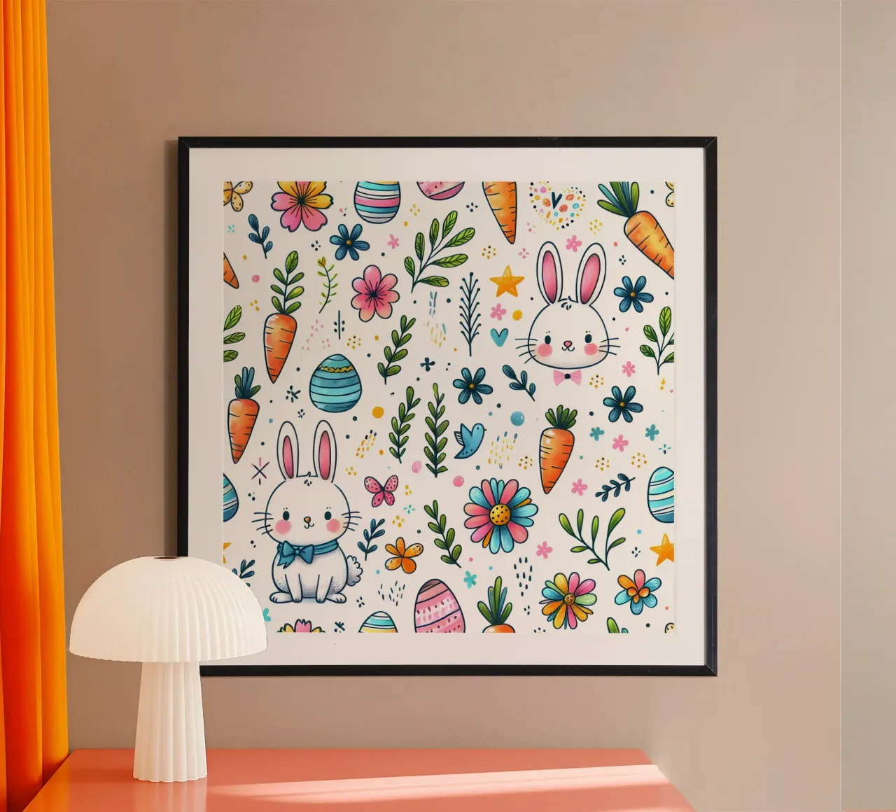 Scarabocchi del coniglietto di Pasqua poster da Happy Littles