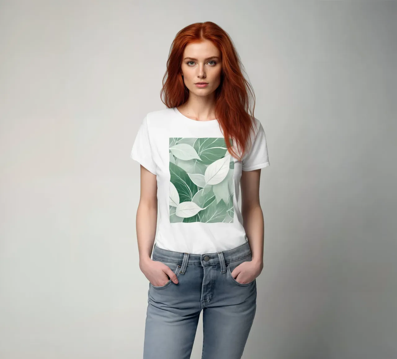 Zarte grüne Blätter schaffen ein beruhigendes botanisches Muster T-Shirt von DesignDoodle