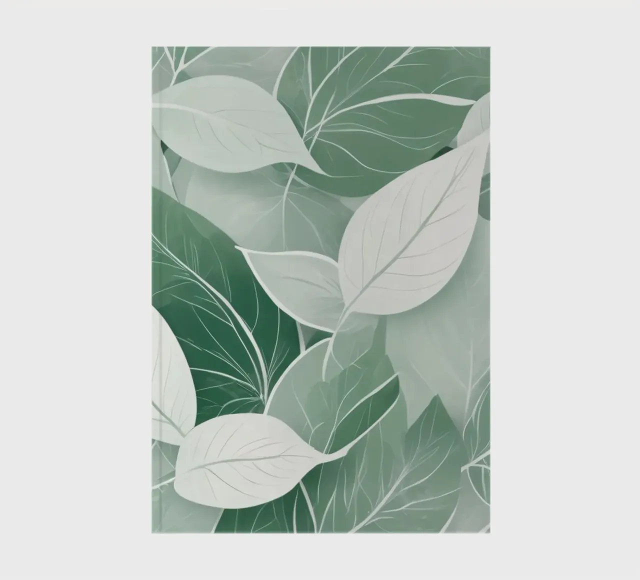 Soft green leaves create a calming botanical pattern notebook by DesignDoodle