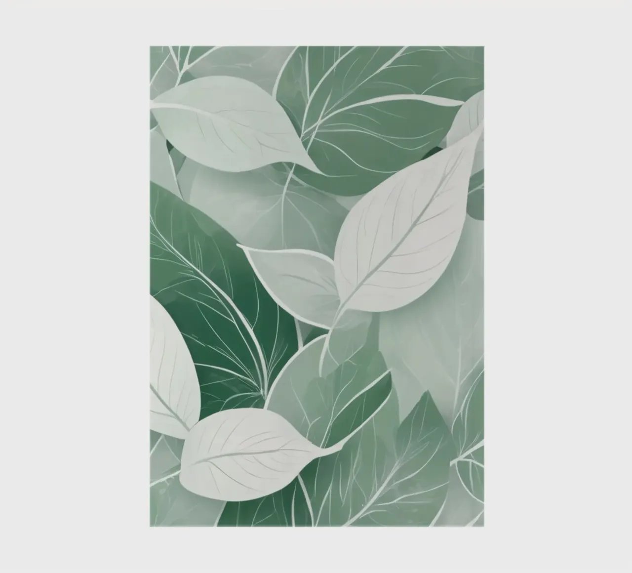 Soft green leaves create a calming botanical pattern notebook by DesignDoodle