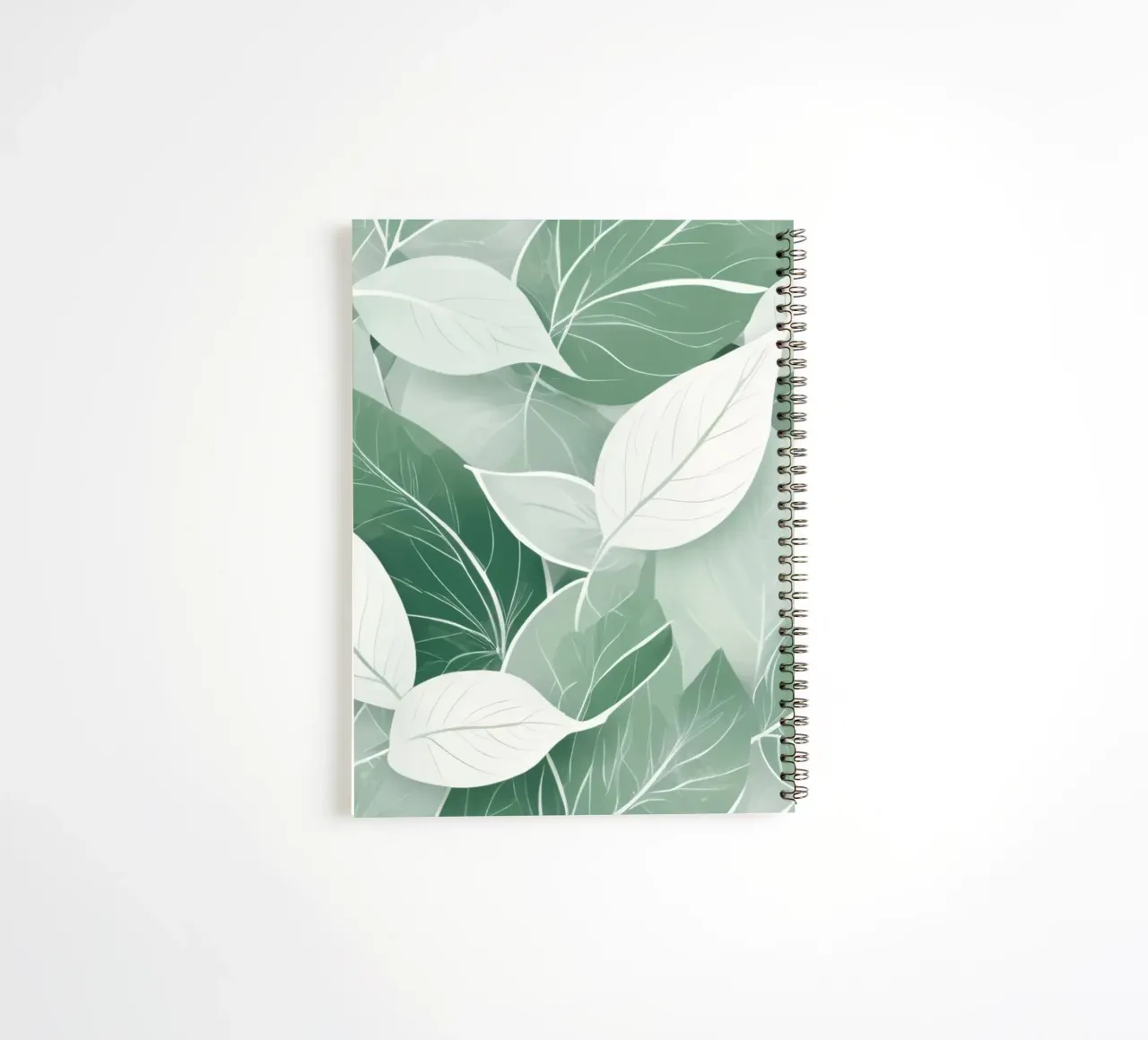 Soft green leaves create a calming botanical pattern spiral notebook by DesignDoodle