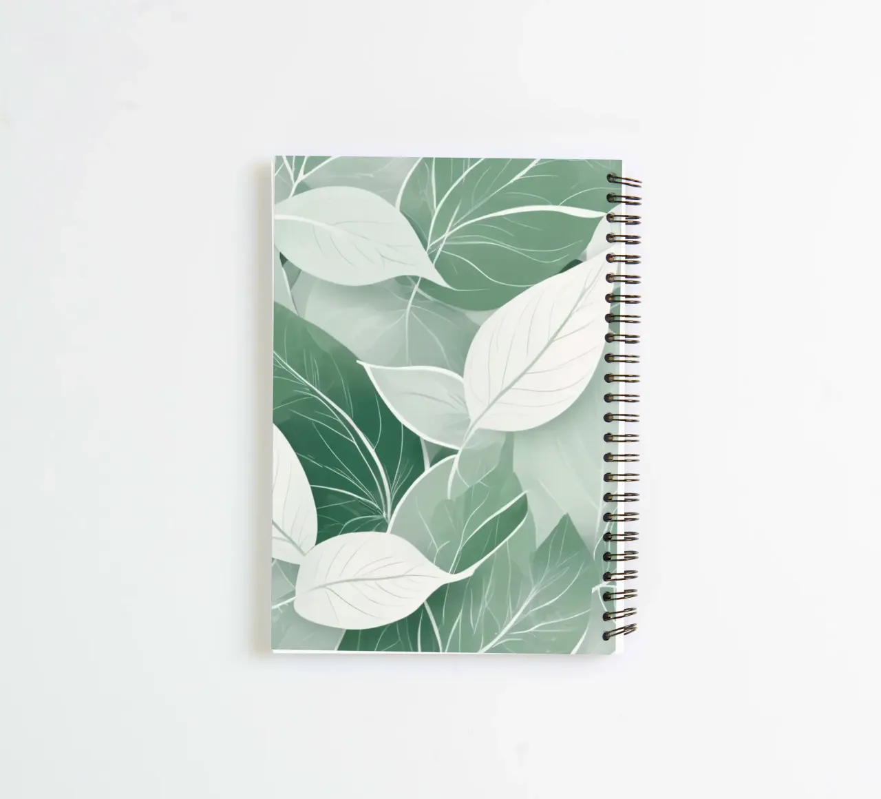 Soft green leaves create a calming botanical pattern spiral notebook by DesignDoodle