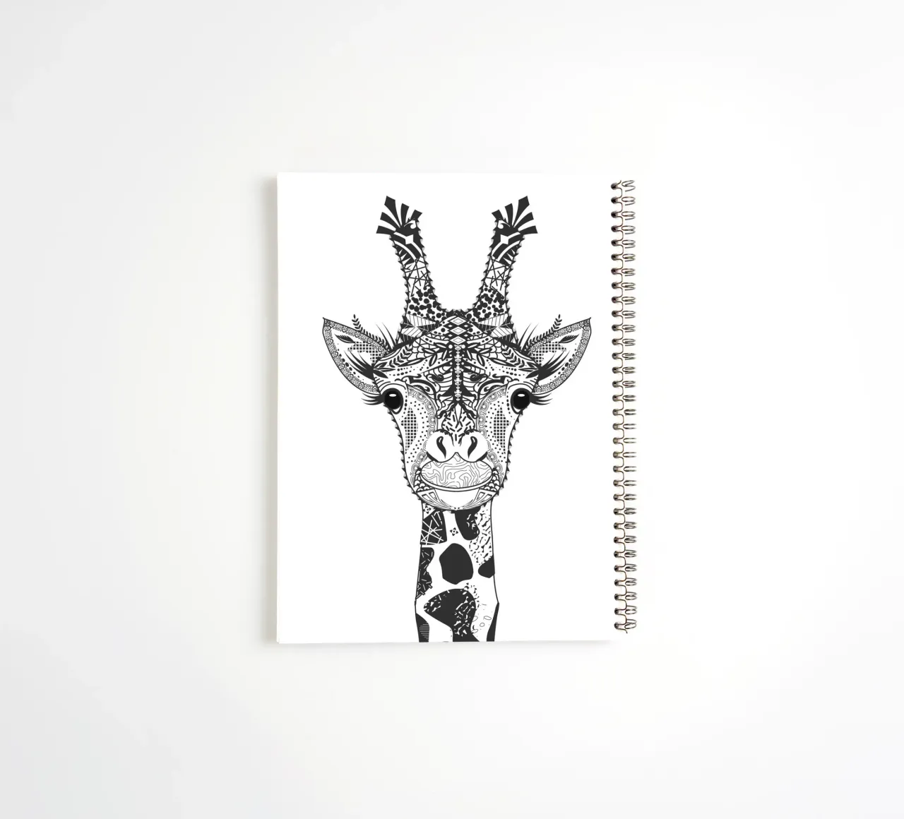 Graphic giraffe in ornamental style - animal art spiral notebook by NA/MO