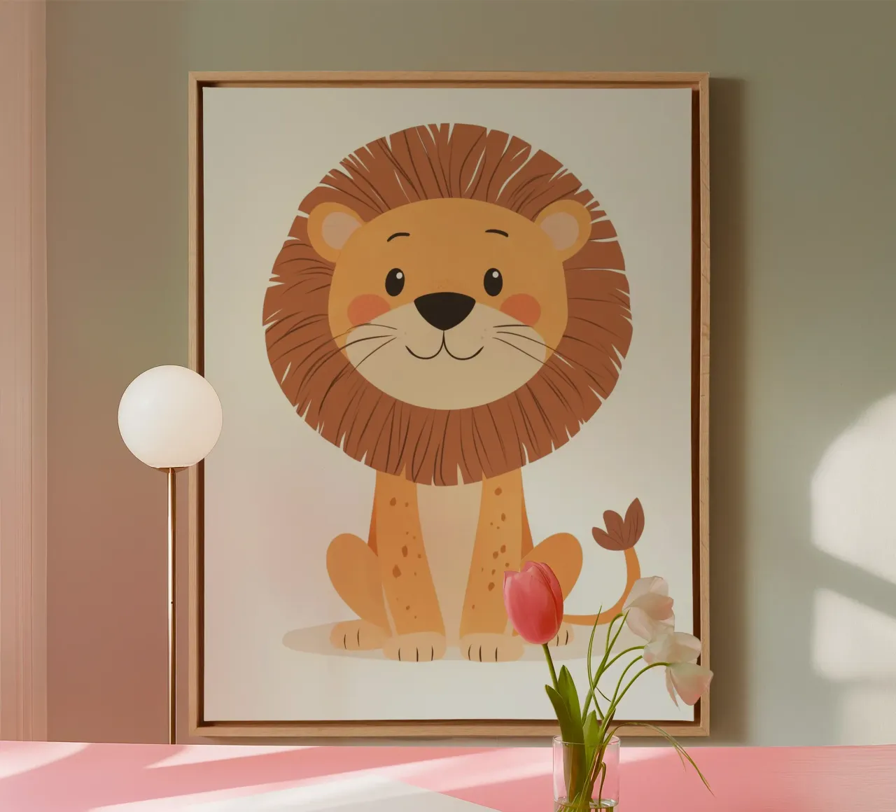 Grillige leeuw canvas met Baklijst van Happy Littles