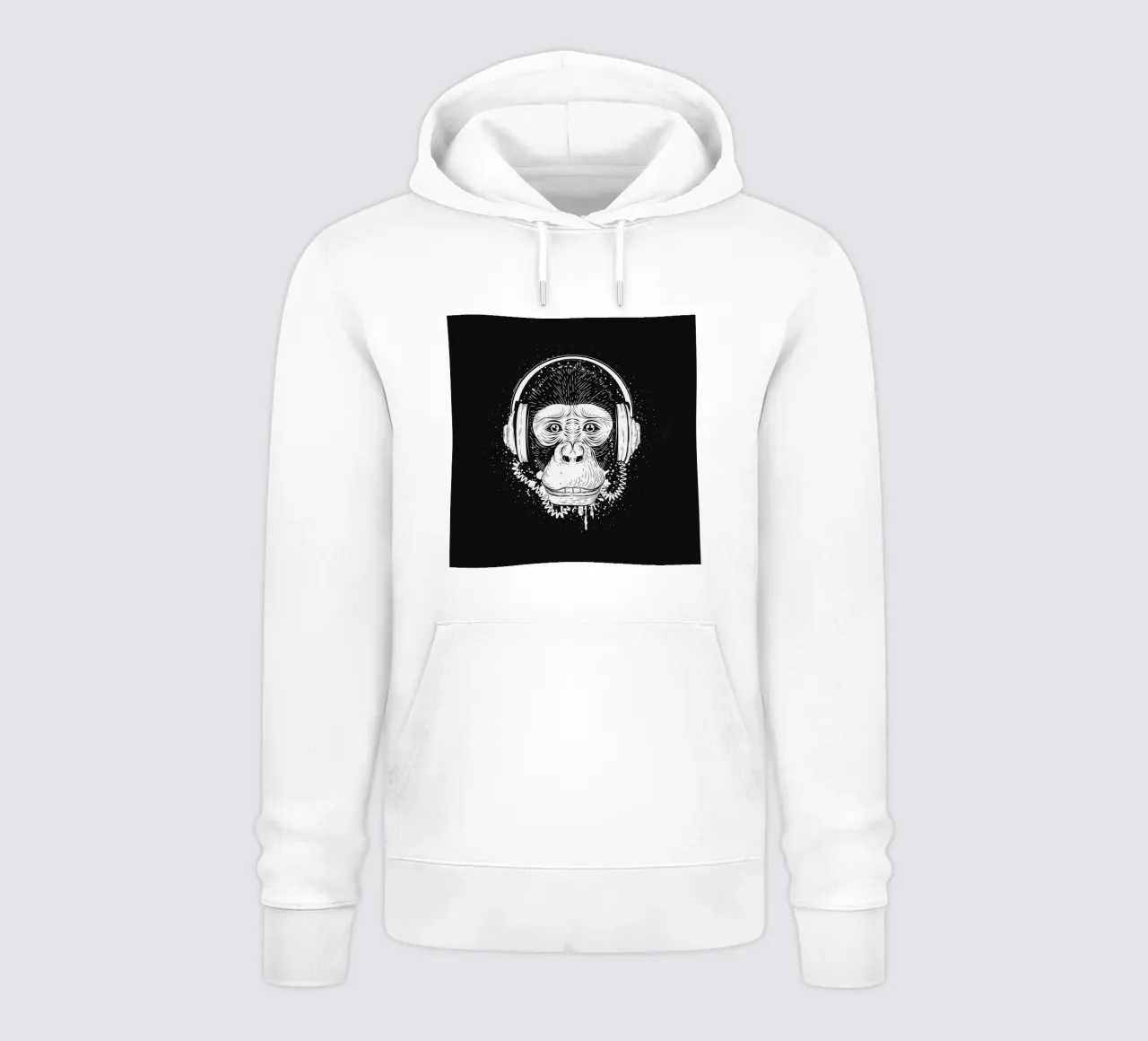 Scimmia cool con cuffie - design urbano in bianco e nero felpa con cappuccio da NA/MO