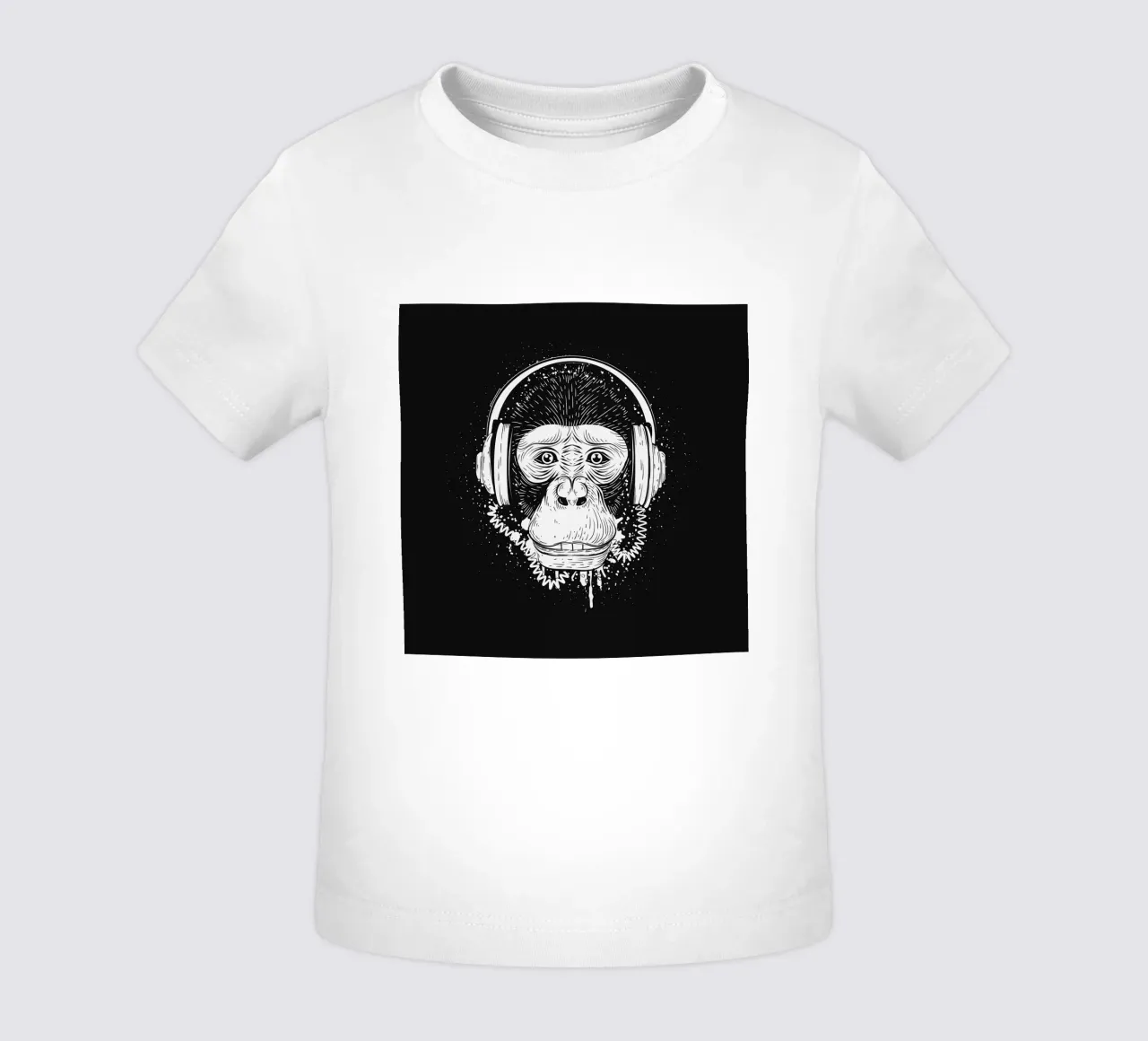 Scimmia cool con cuffie - design urbano in bianco e nero maglietta neonato da NA/MO