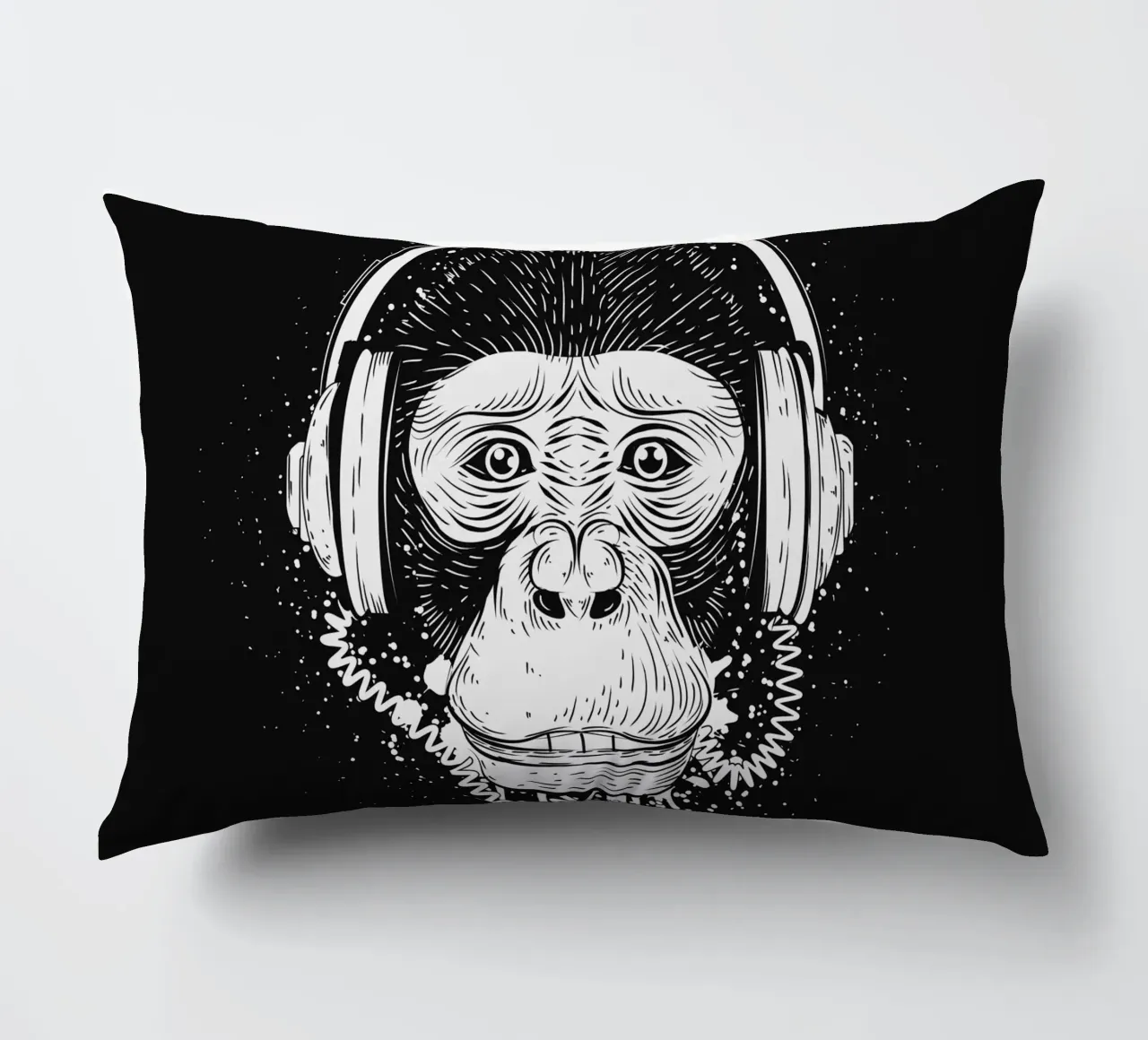 Scimmia cool con cuffie - design urbano in bianco e nero cuscino da NA/MO