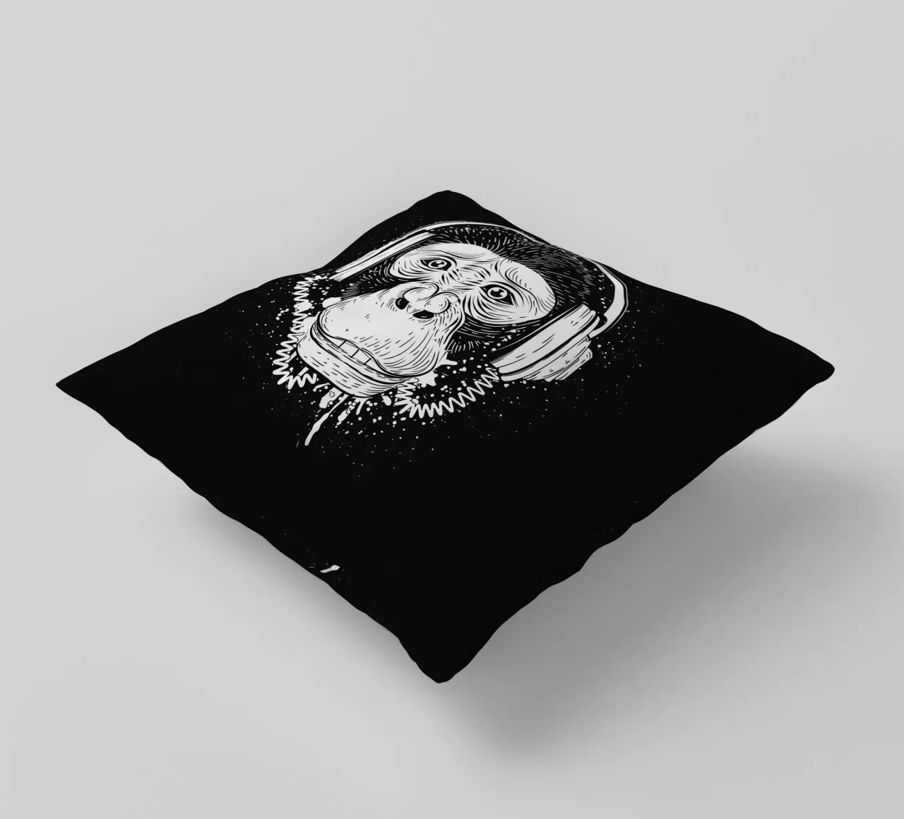 Scimmia cool con cuffie - design urbano in bianco e nero cuscino da NA/MO