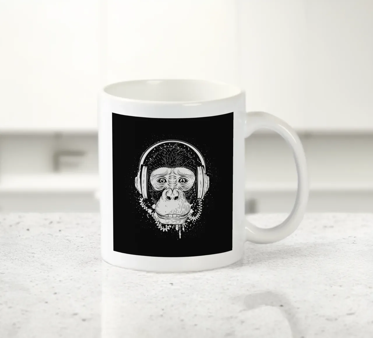 Scimmia cool con cuffie - design urbano in bianco e nero tazza in ceramica da NA/MO