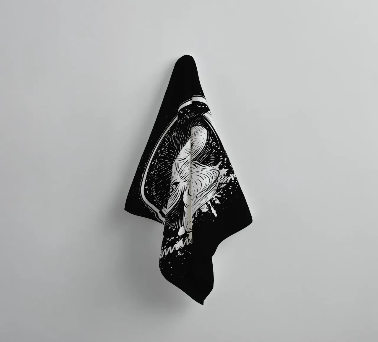 Scimmia cool con cuffie - design urbano in bianco e nero asciugamano da bagno da NA/MO