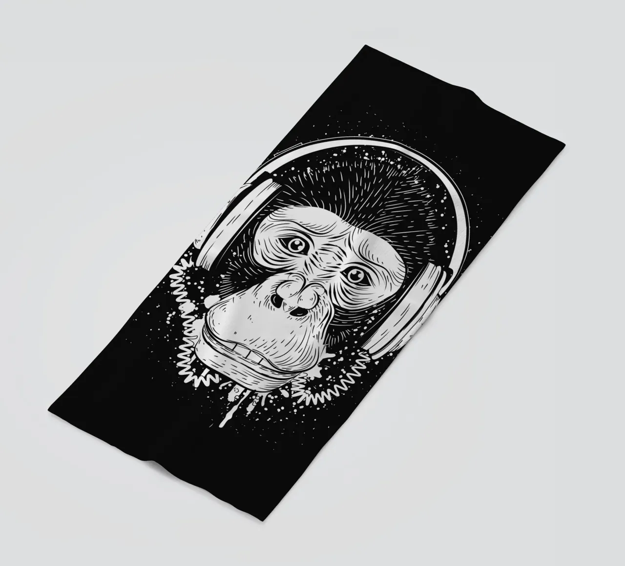 Scimmia cool con cuffie - design urbano in bianco e nero telo mare da NA/MO