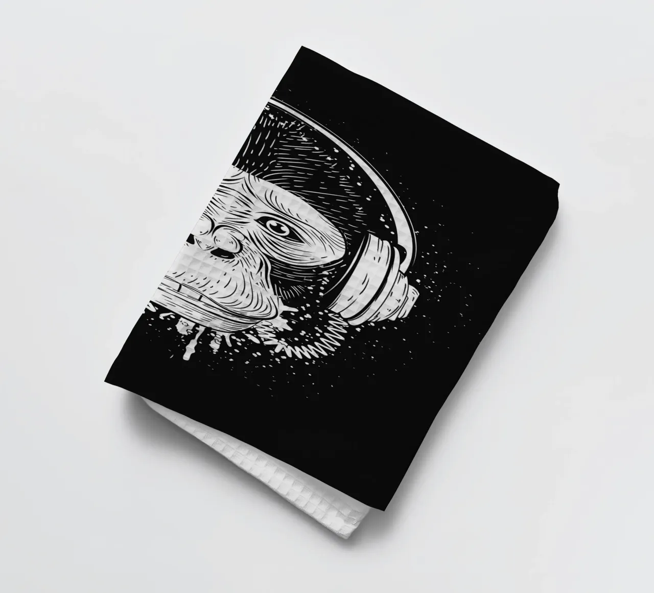 Scimmia cool con cuffie - design urbano in bianco e nero canovaccio da cucina da NA/MO