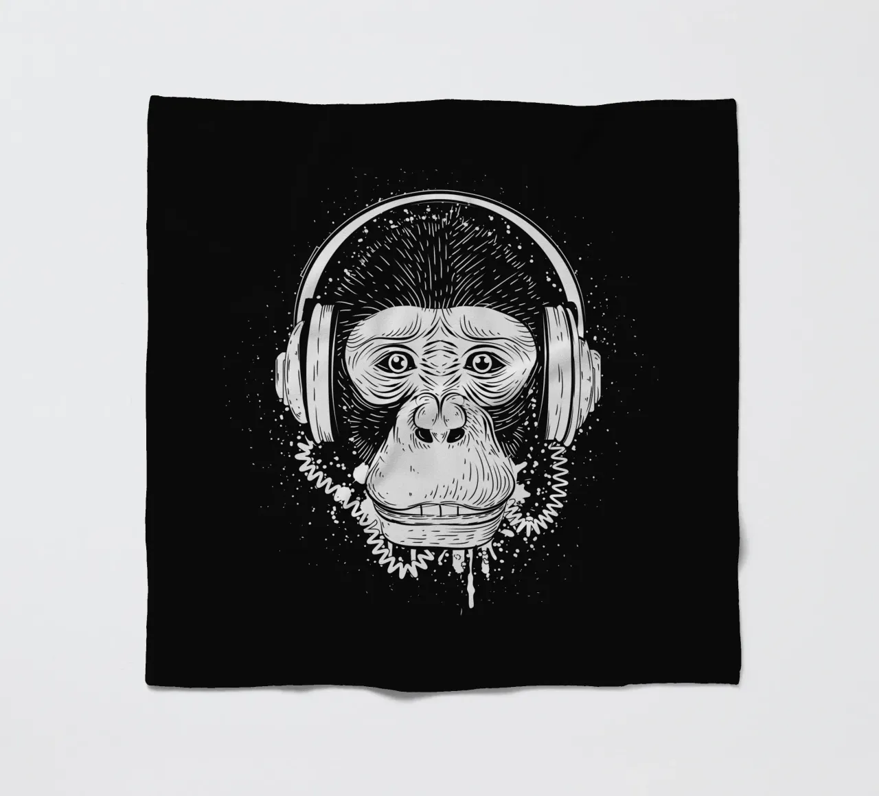 Scimmia cool con cuffie - design urbano in bianco e nero coperta in pile da NA/MO