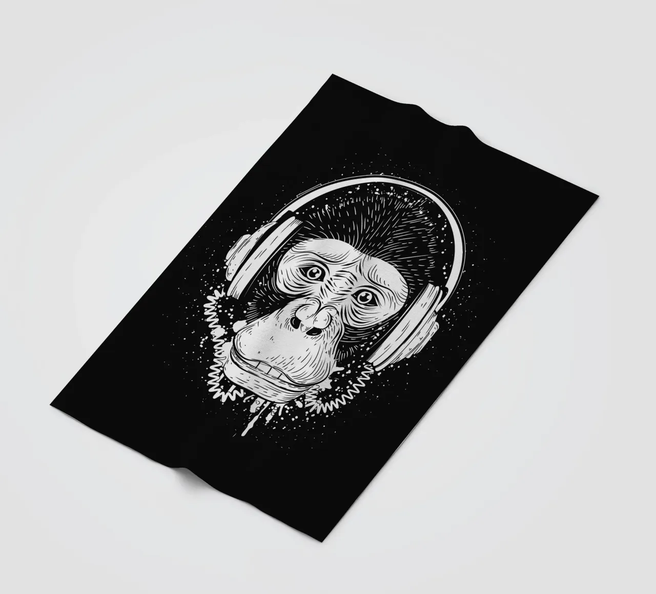 Scimmia cool con cuffie - design urbano in bianco e nero coperta in pile da NA/MO