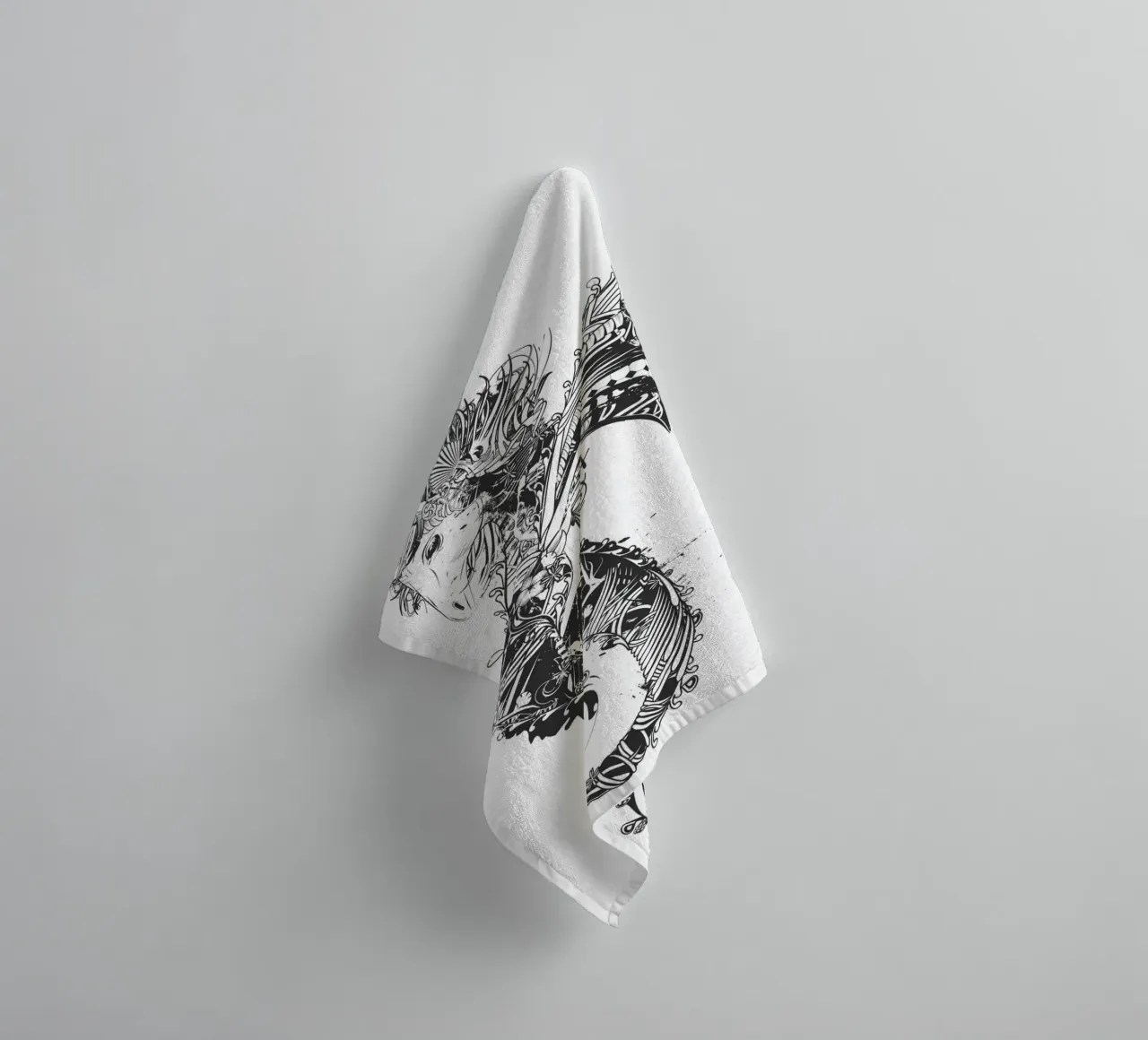 Imaginative seahorse with unicorn head -magical motif towel by NA/MO