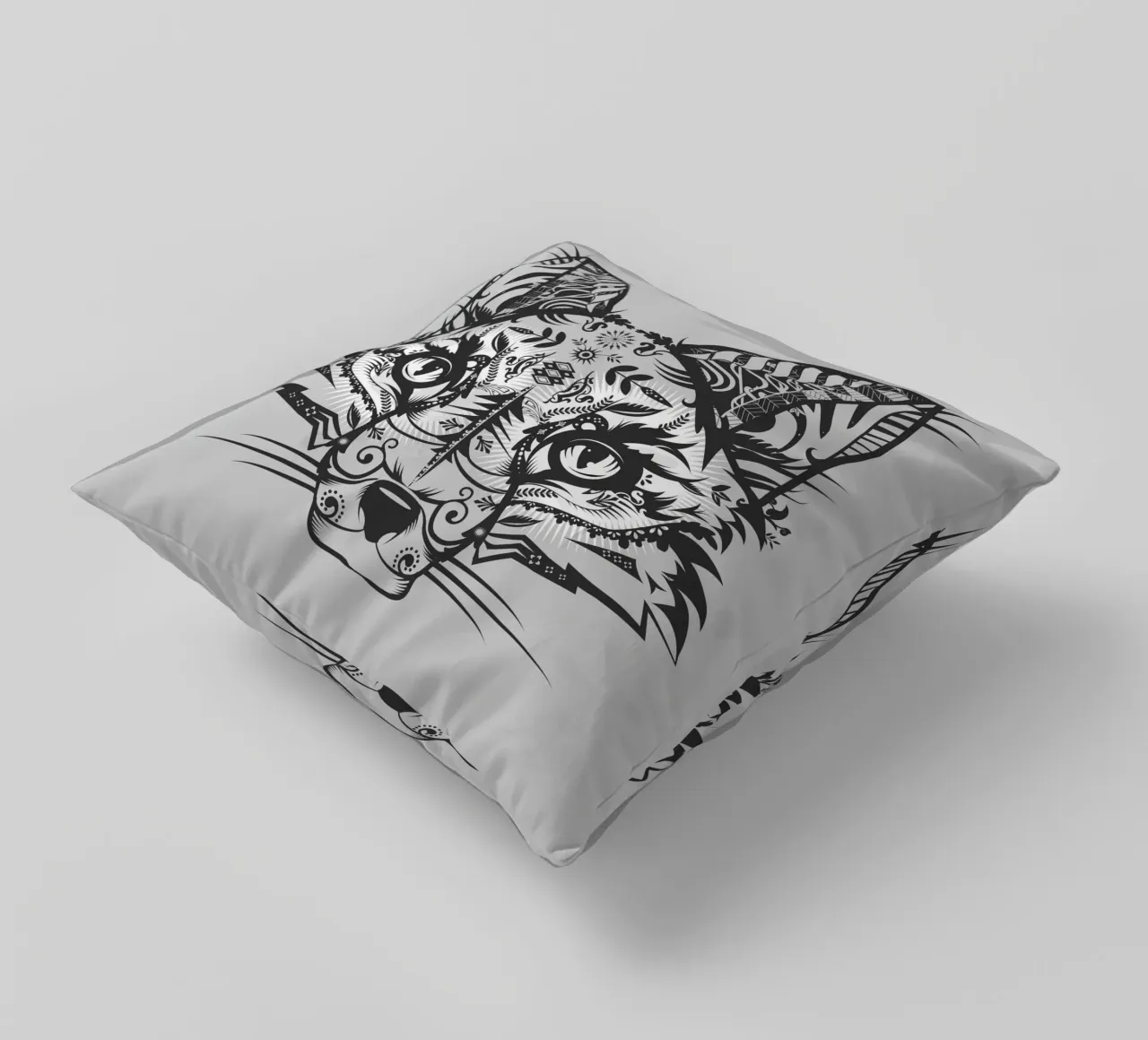 Volpe mistica in stile line art ornamentale cuscino da NA/MO