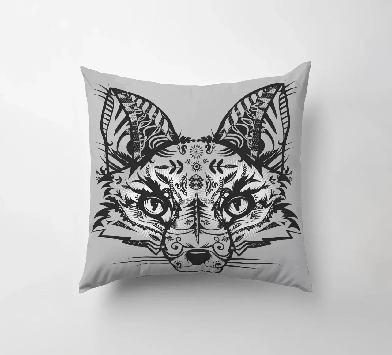 Volpe mistica in stile line art ornamentale cuscino da NA/MO