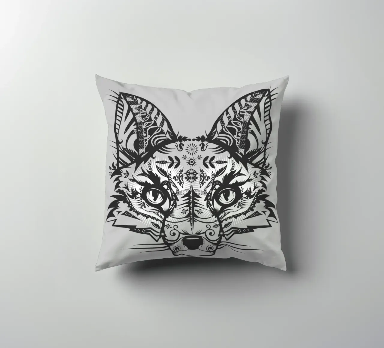 Volpe mistica in stile line art ornamentale cuscino da NA/MO