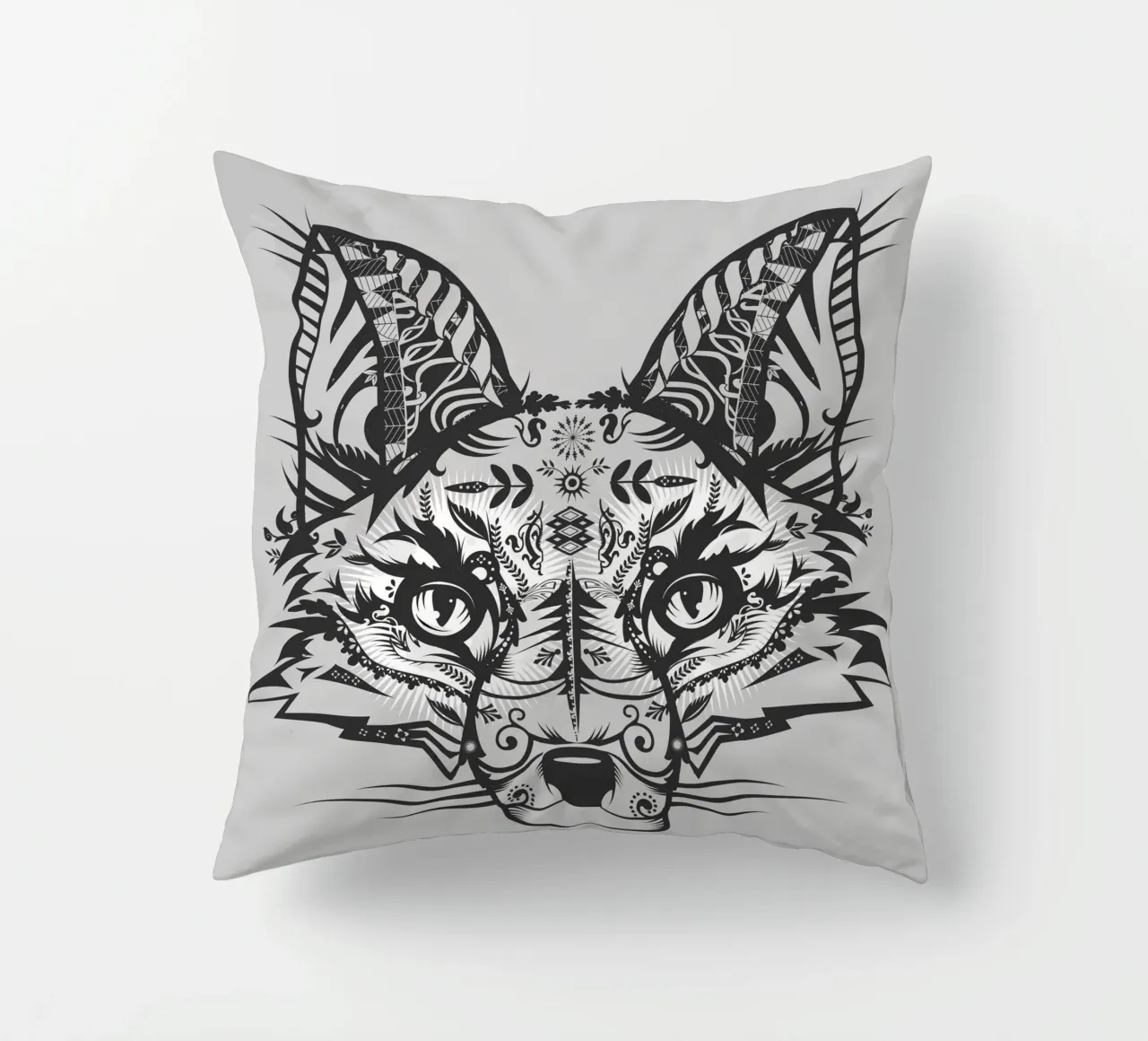 Volpe mistica in stile line art ornamentale cuscino da NA/MO