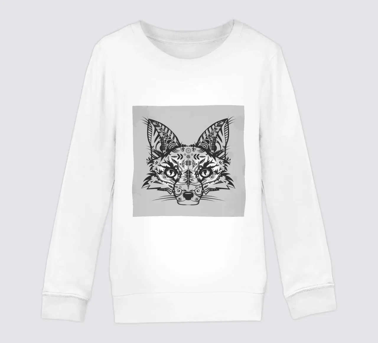 Zorro místico en estilo lineal ornamental sudadera para niño de NA/MO