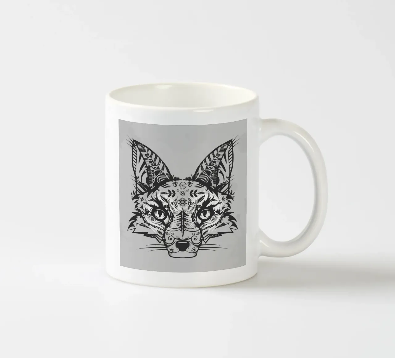Volpe mistica in stile line art ornamentale tazza in ceramica da NA/MO