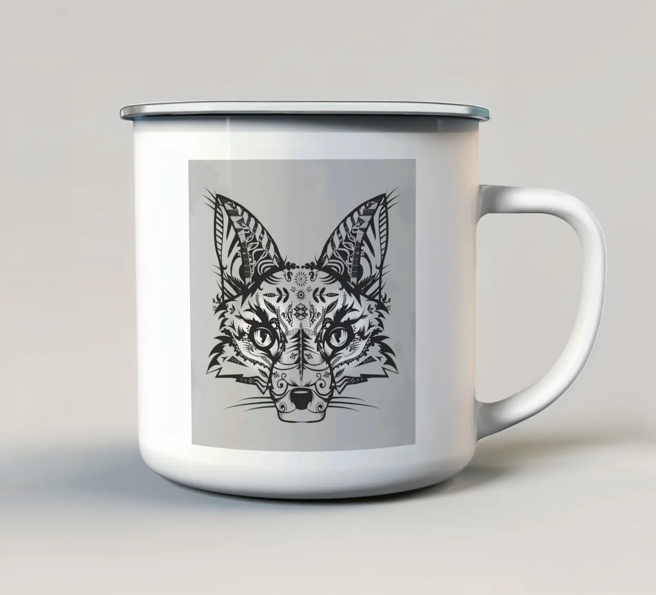 Volpe mistica in stile line art ornamentale tazza in smalto da NA/MO