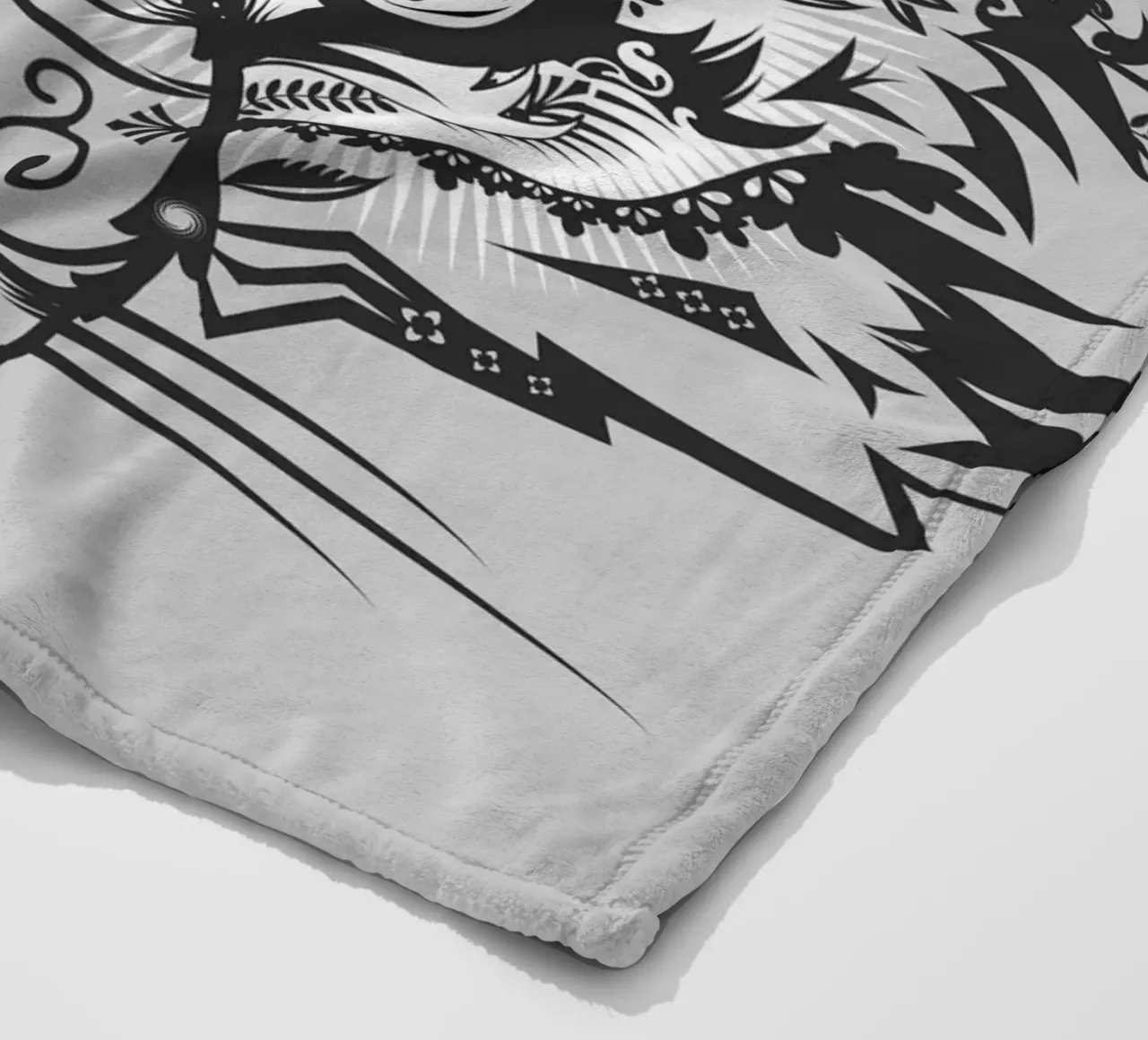 Mystical fox in ornamental line art style fleece blanket by NA/MO