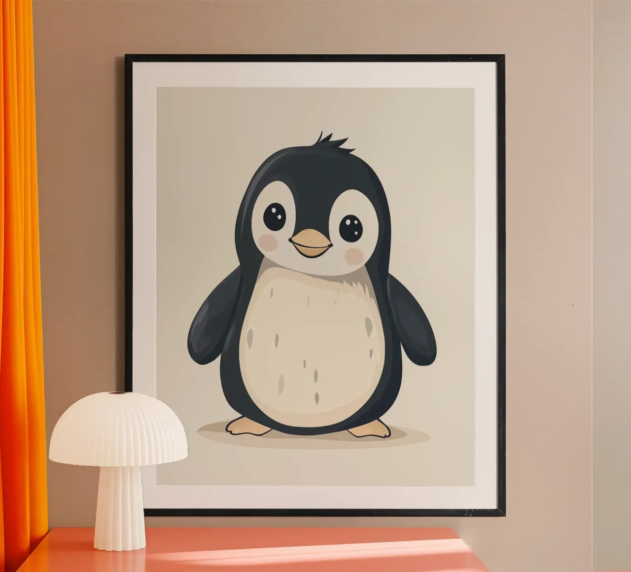 Pinguino stravagante poster con telaio in alluminio da Happy Littles