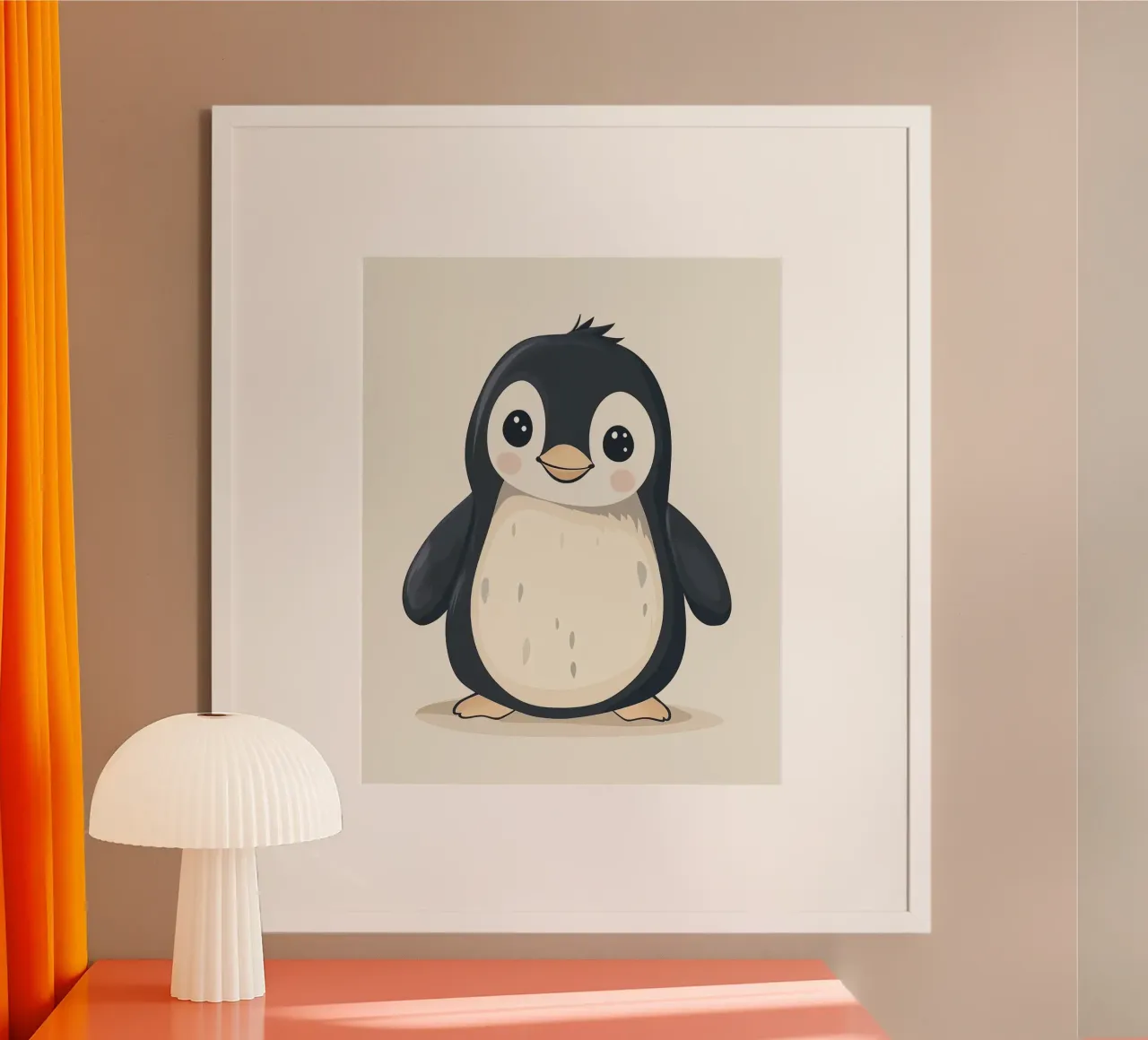 Pinguino stravagante poster con telaio in alluminio da Happy Littles
