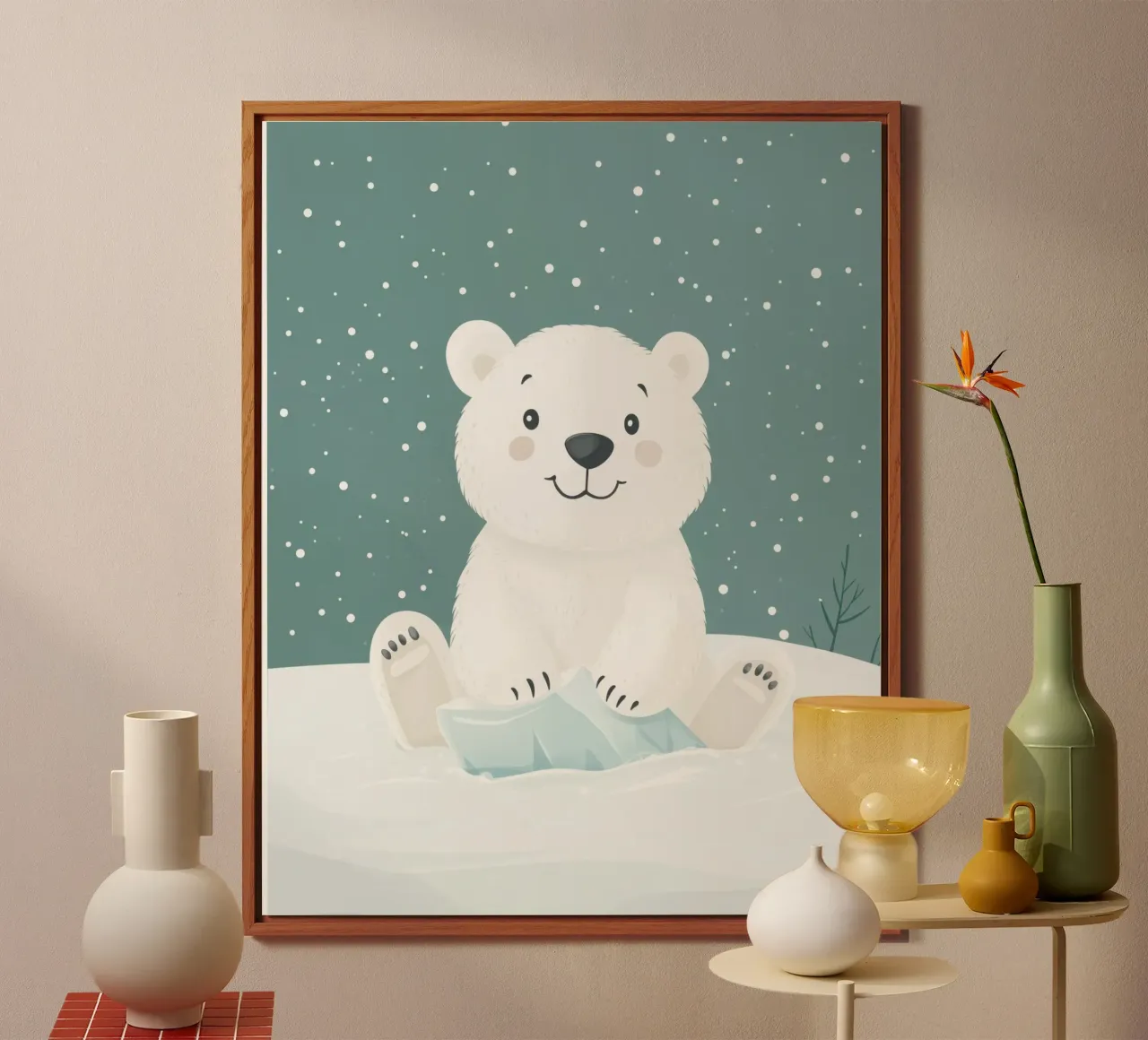 Whimsical Polar Bear alu-dibond by Happy Littles