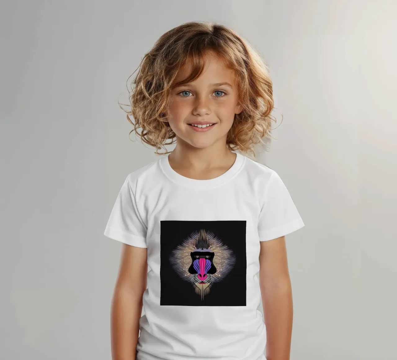 Pop Art Mandrill - Colourful monkey portrait kids t-shirt by NA/MO