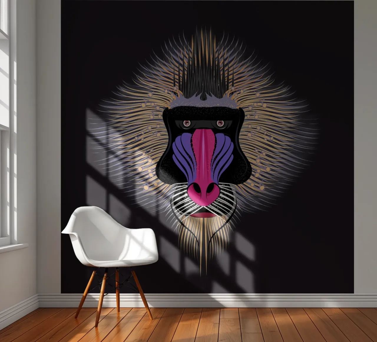 Pop Art Mandrill - Colourful monkey portrait photo wallpaper by NA/MO