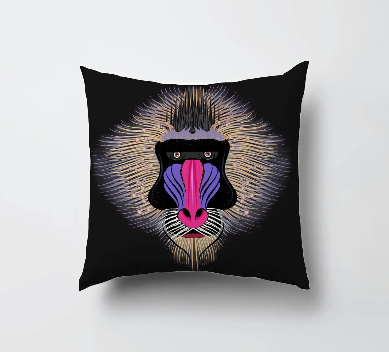 Pop Art Mandrill - Colourful monkey portrait decorative cushion by NA/MO