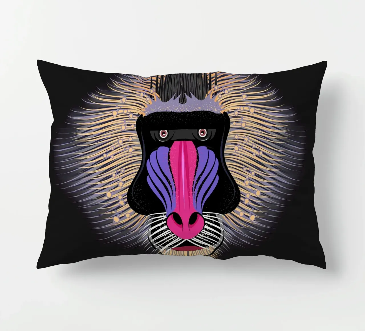 Pop Art Mandrill - Colourful monkey portrait decorative cushion by NA/MO