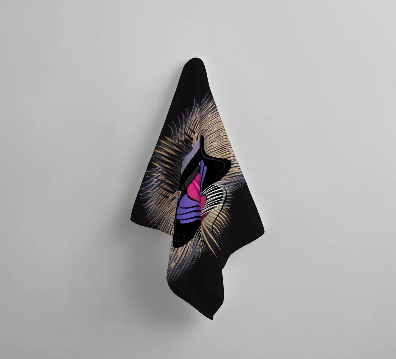 Pop Art Mandrill - Colourful monkey portrait towel by NA/MO
