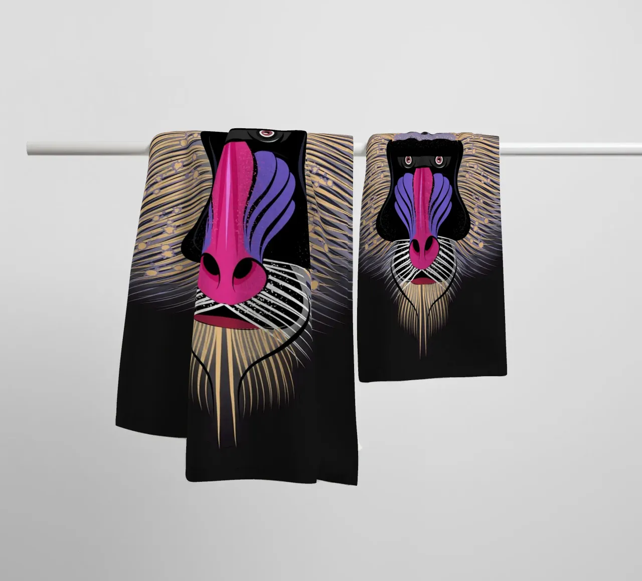 Pop Art Mandrill - Colourful monkey portrait towel by NA/MO