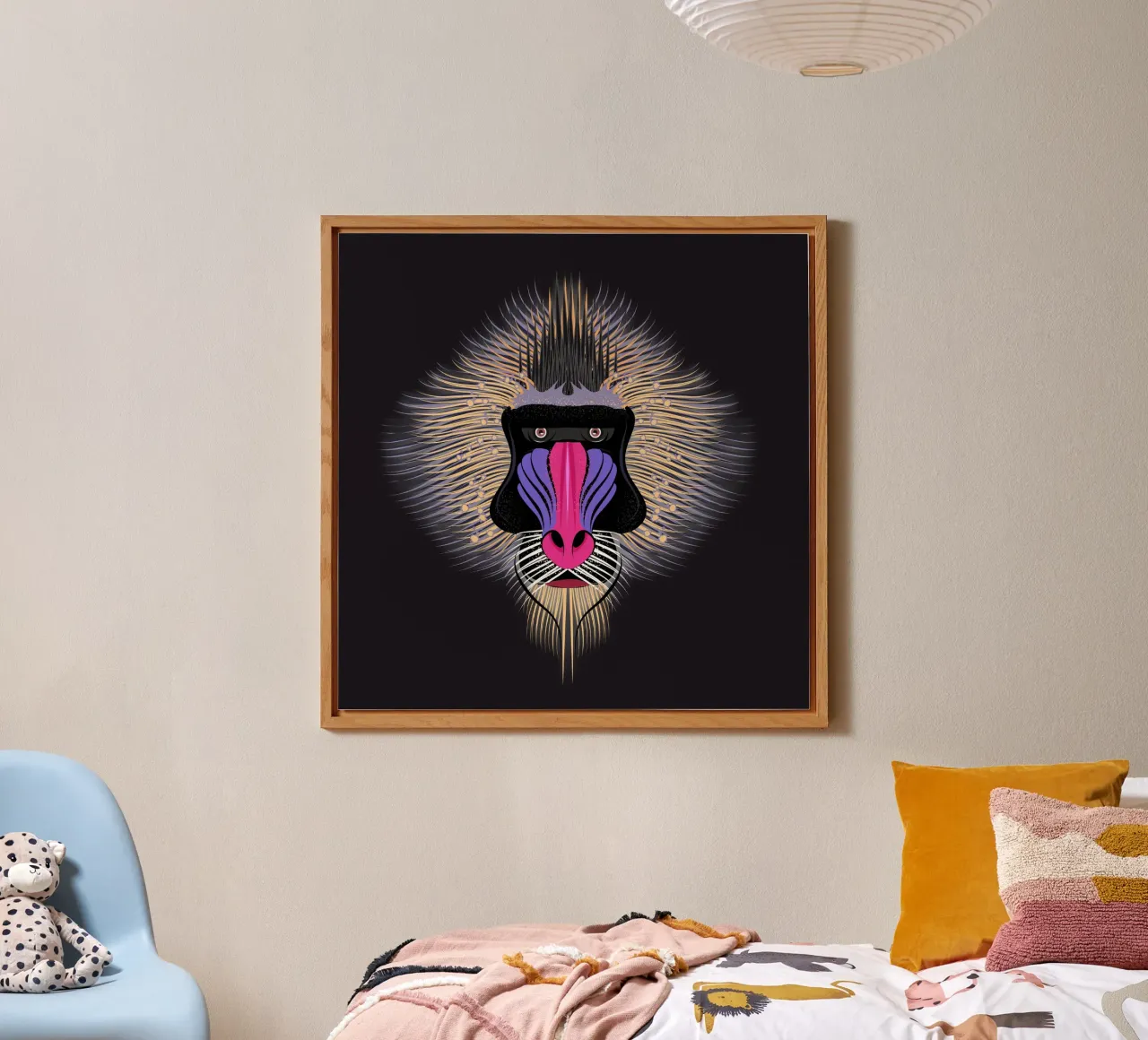 Pop Art Mandrill - Colourful monkey portrait alu-dibond by NA/MO