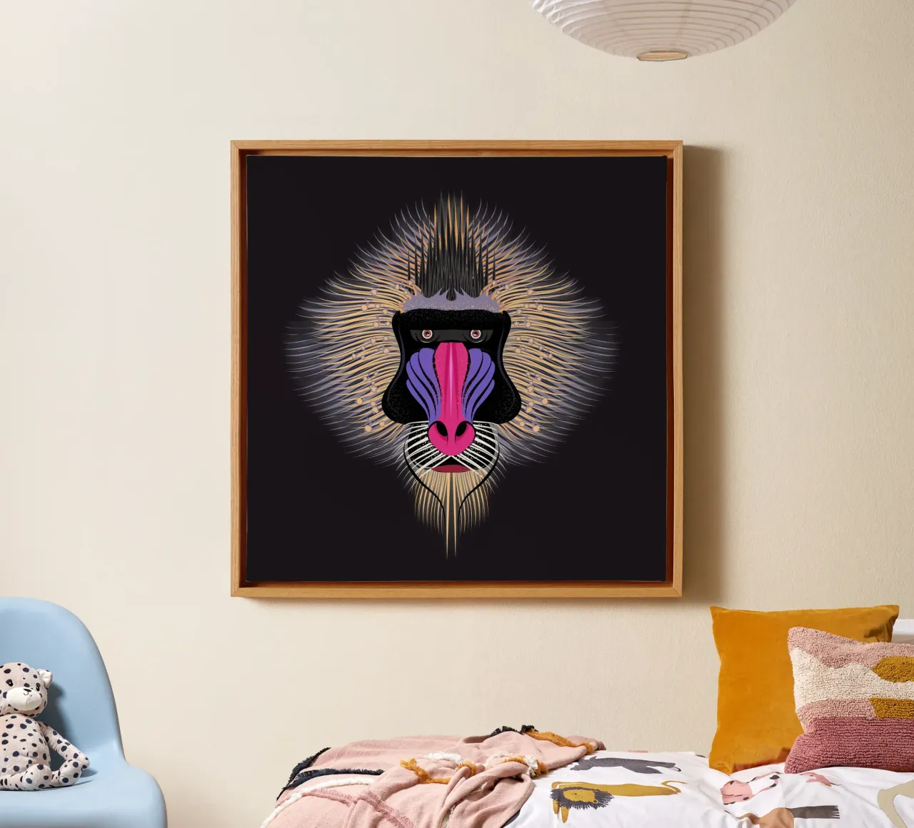 Pop Art Mandrill - Ritratto di scimmia colorata tela con Cornice a cassetta da NA/MO