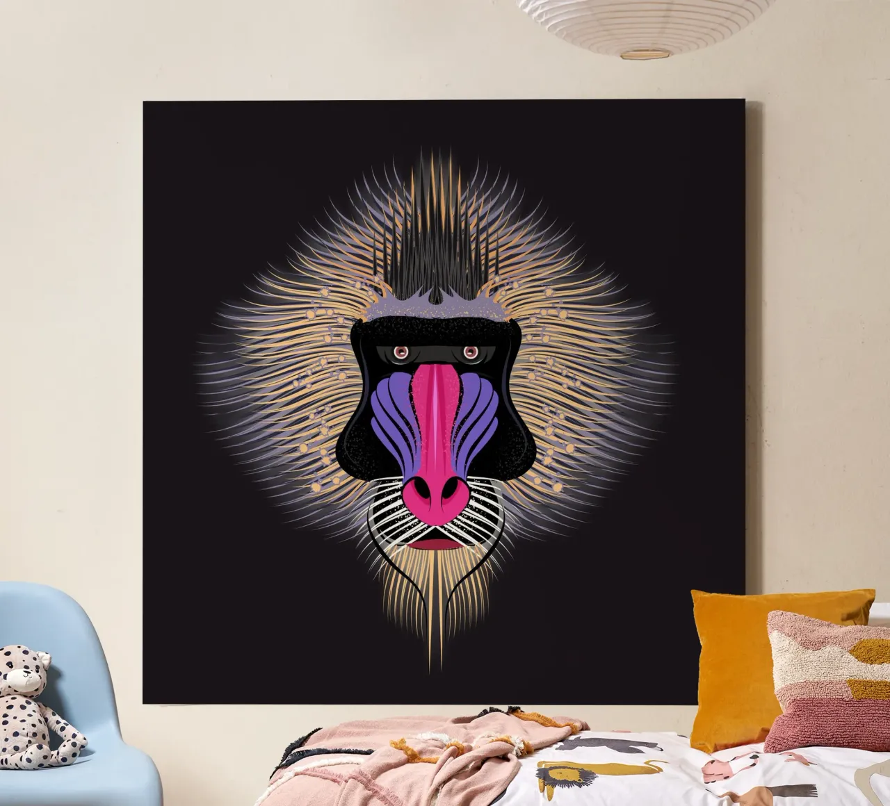 Pop Art Mandrill - Ritratto di scimmia colorata tela con Cornice a cassetta da NA/MO