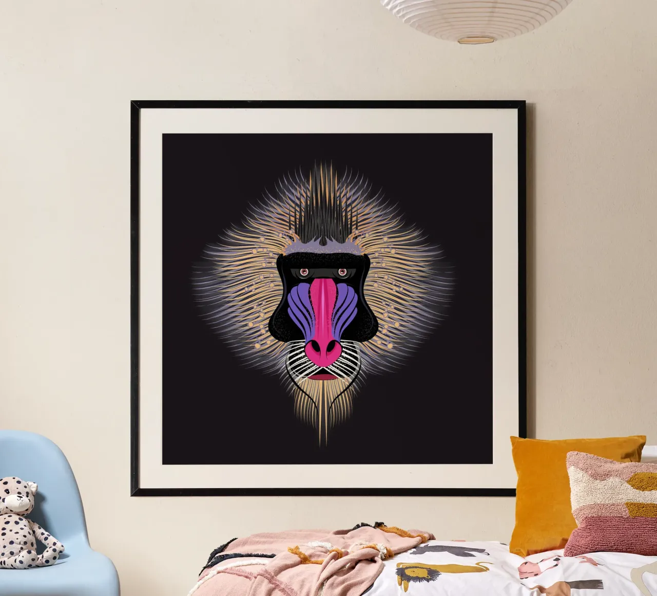 Pop Art Mandrill - Colourful monkey portrait poster by NA/MO