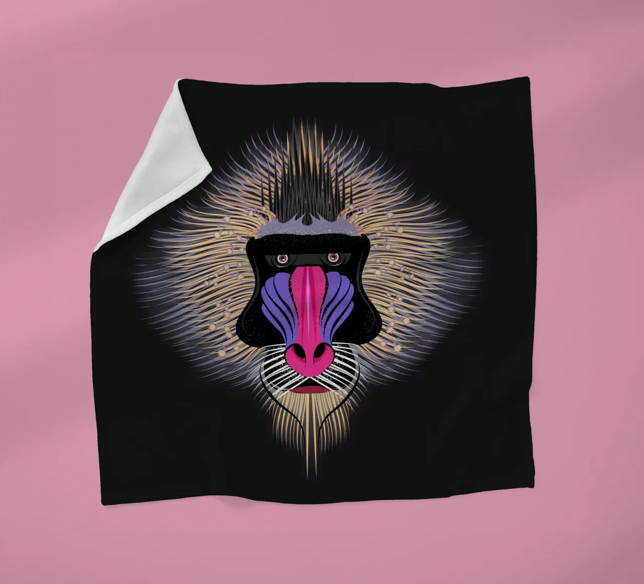 Pop Art Mandrill - Colourful monkey portrait fleece blanket by NA/MO