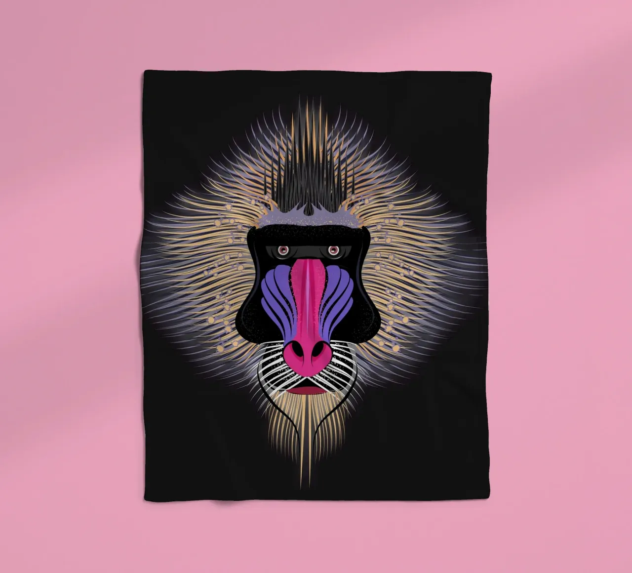 Pop Art Mandrill - Colourful monkey portrait fleece blanket by NA/MO