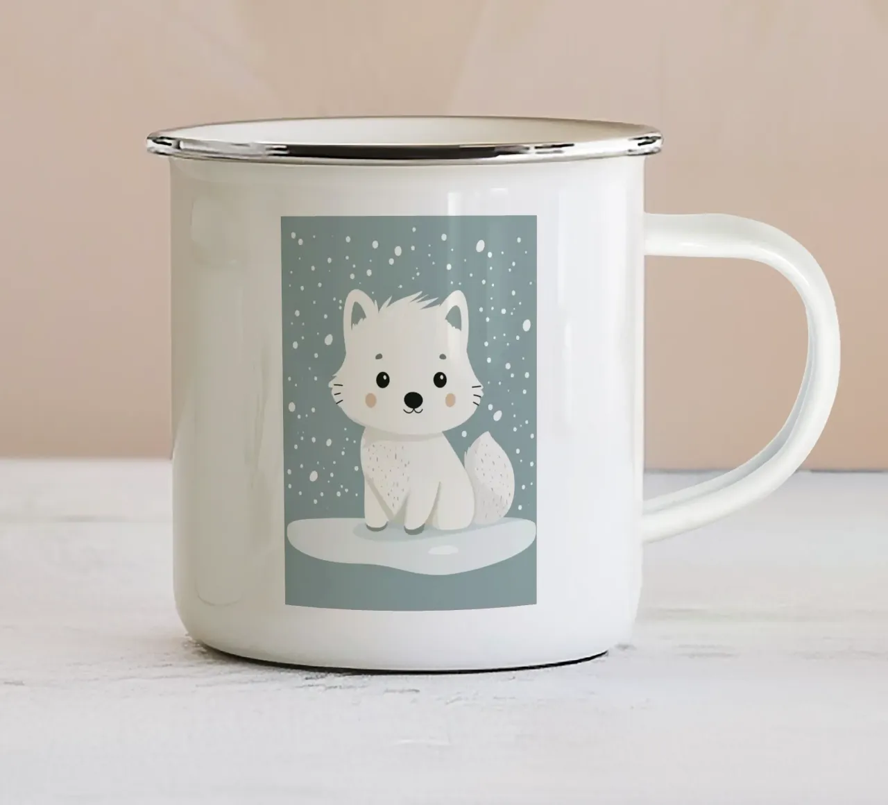 Lupo artico stravagante tazza in smalto da Happy Littles